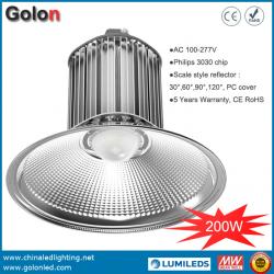 200W LED High Bay Light Fixtures Industrial Warehouse Light